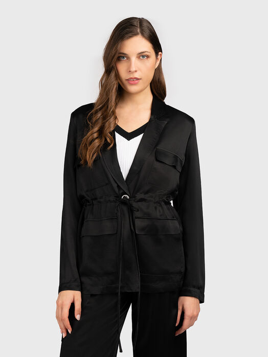 Satin-effect black blazer
