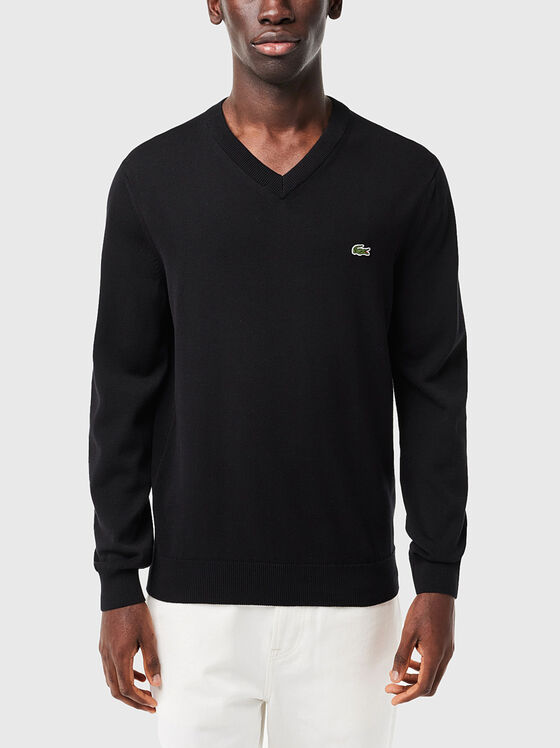 Black sweater with logo detail  - 1