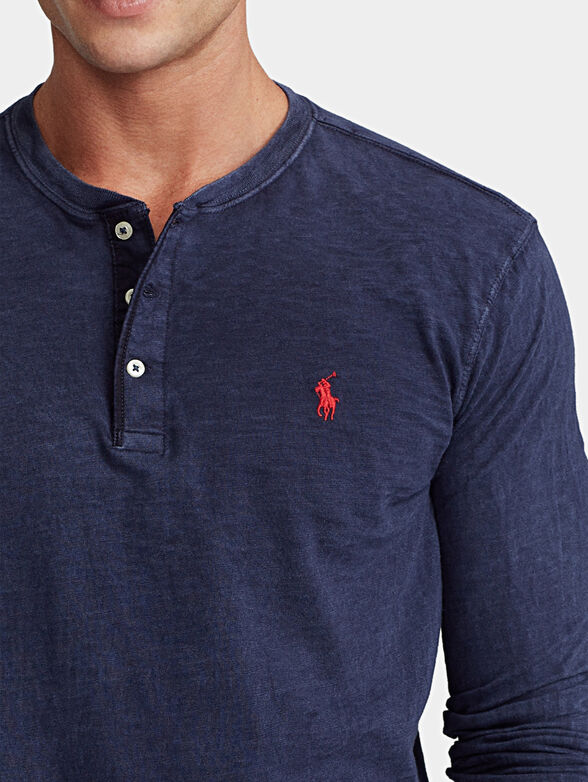 Cotton blouse with oval neckline - 4