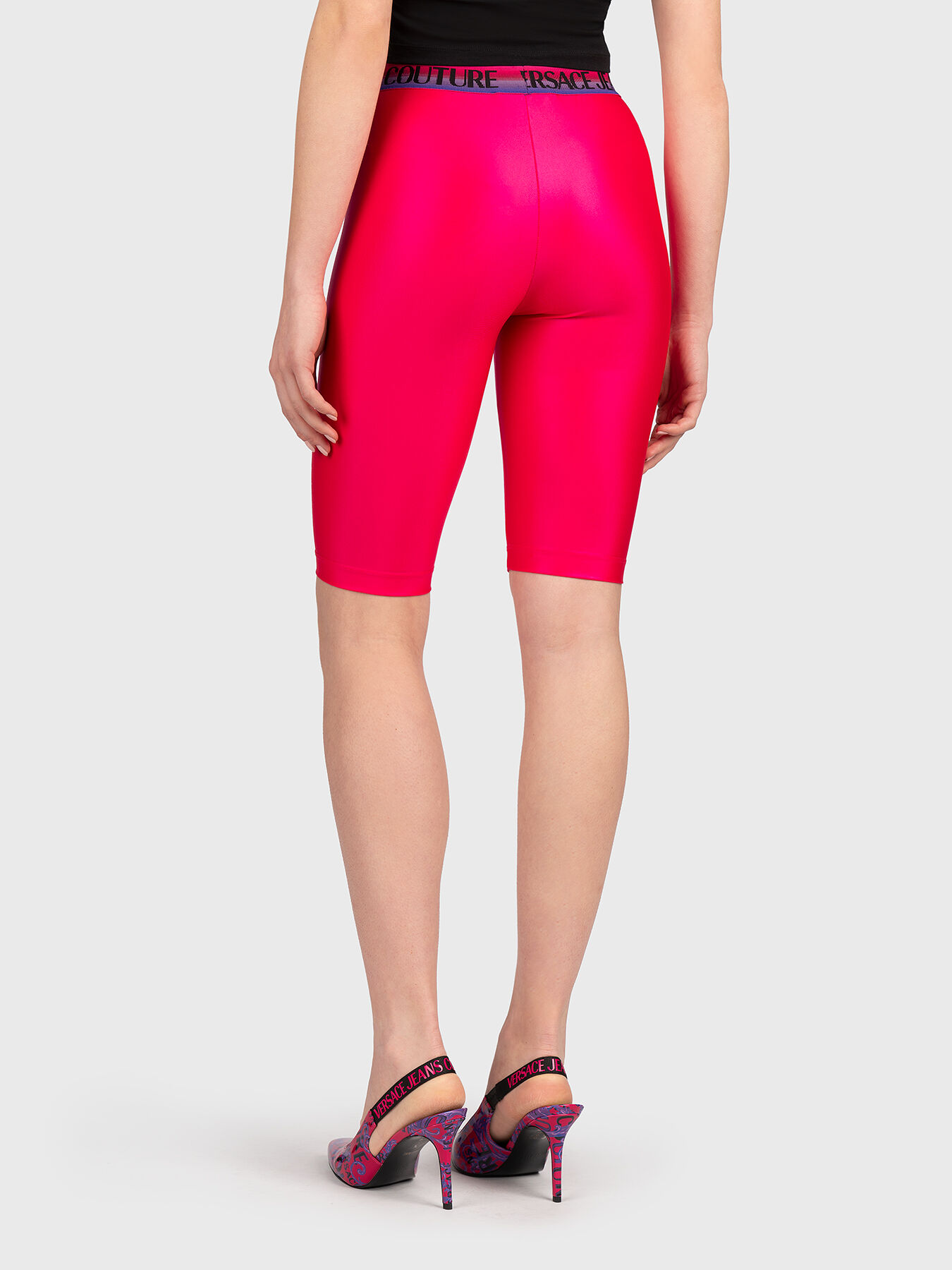 Short leggings with contrasting logo element brand VERSACE