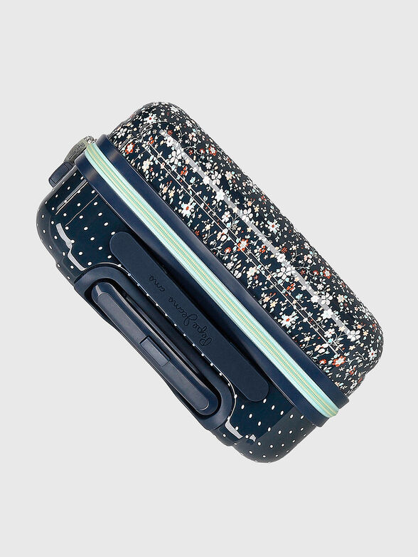 Navy blue suitcase with floral print - 6
