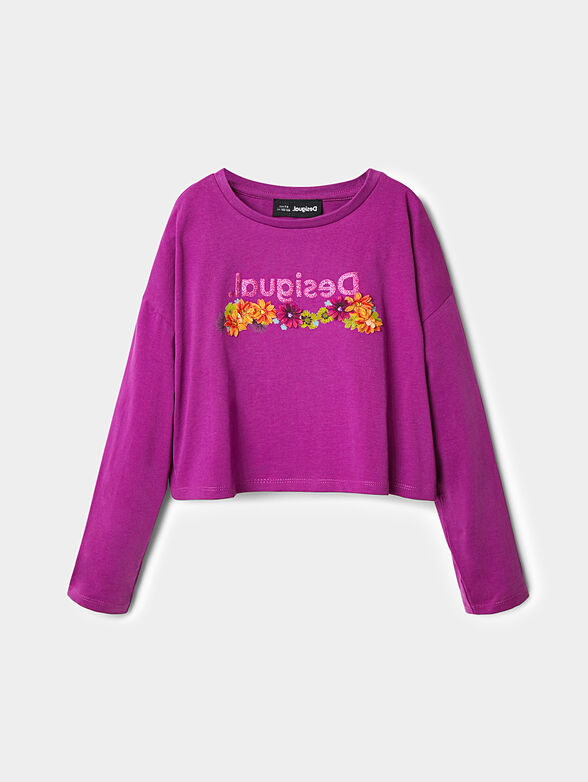 Blouse in purple color with logo and applications - 3