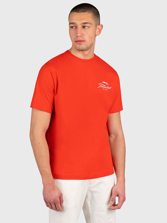 Оранжева тениска с лого детайл - 1