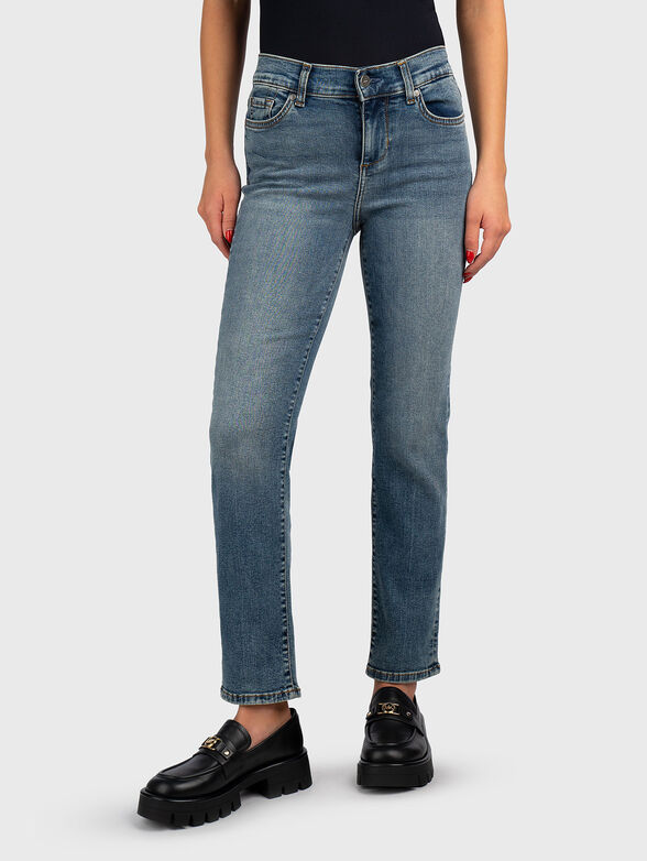 Light blue jeans with washed effect  - 1
