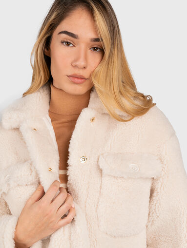 Faux fur coat with side slits at the hem - 3