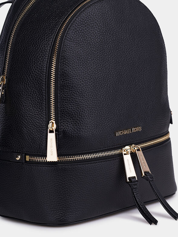 RHEA Leather backpack in black color - 4