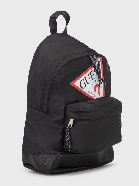 Black backpack with accent print - 3