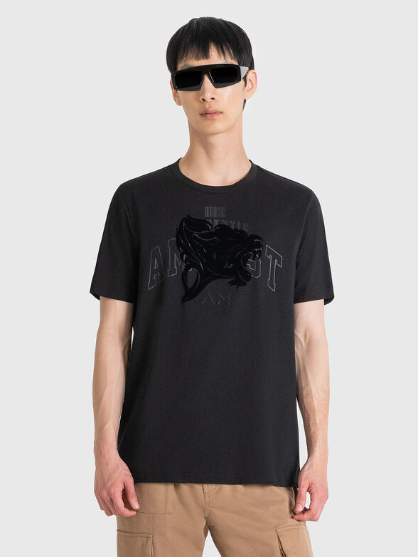 T-shirt with oval neckline and print - 1