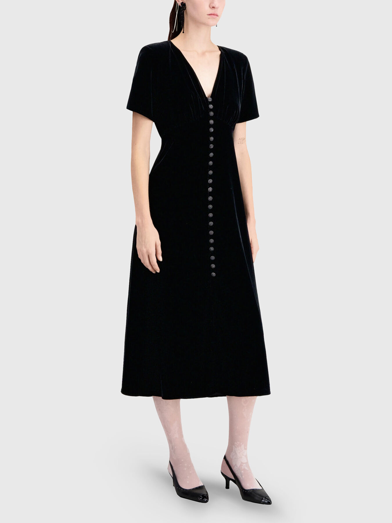Maxi black velvet dress brand THE KOOPLES Globalbrandsstore en
