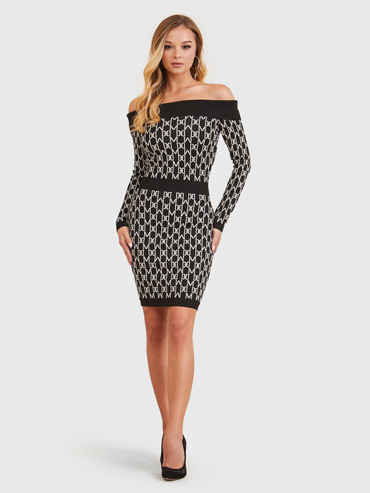  ANGELINA black dress with contrast print