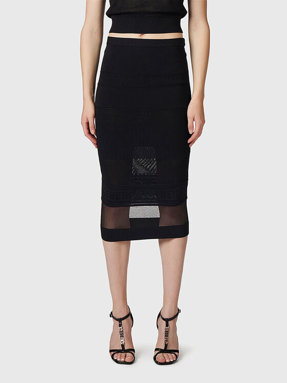 Knitted midi skirt with transparent details - 1