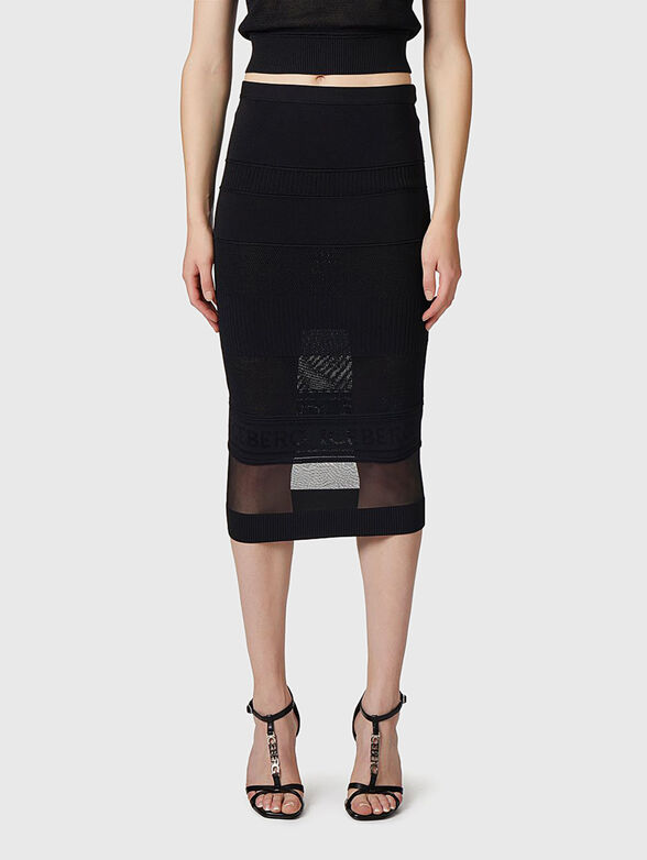 Knitted midi skirt with transparent details - 1