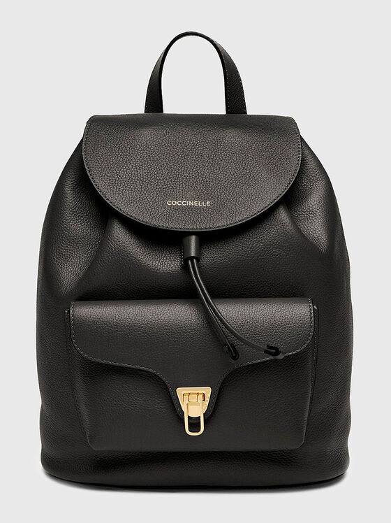 Leather backpack with metal accent - 1