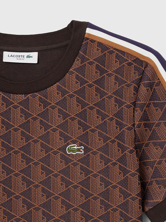 Тениска с монограмен принт и овално деколте - 2