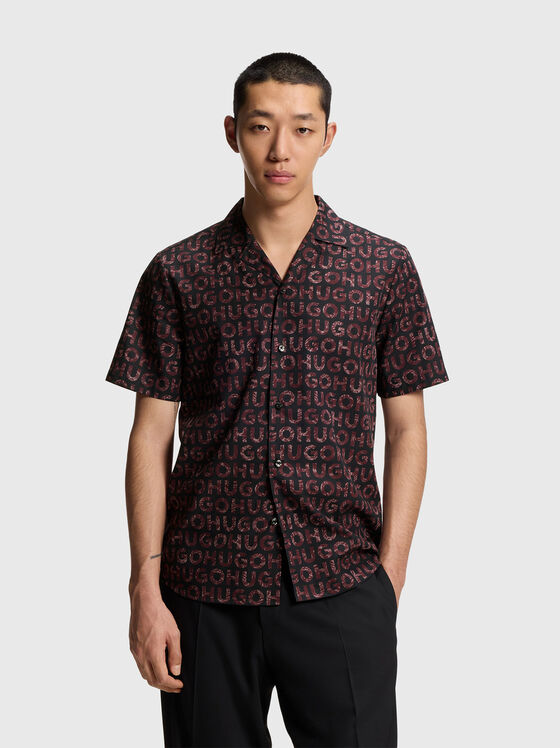 Риза с къс ръкав и монограмен лого принт - 1