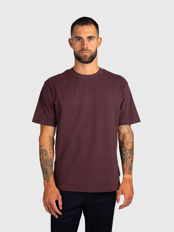 Cotton T-shirt with oval neckline - 1