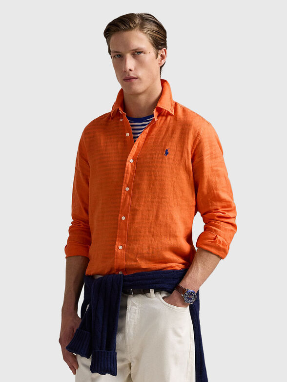 Linen shirt with embroidered logo - 1