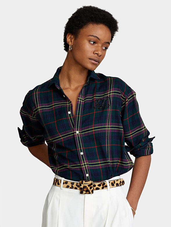 Plaid shirt with logo embroidery - 1