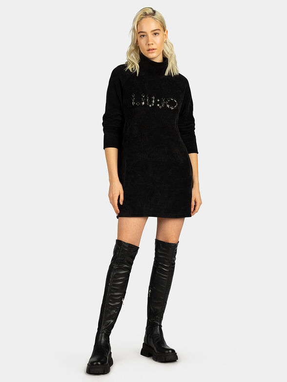 Turtleneck dress with gemstones logo accent - 2
