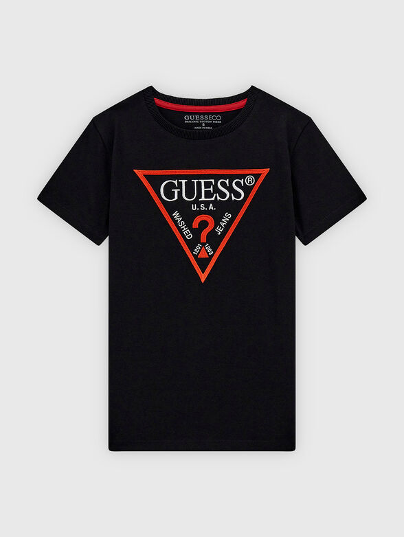 Black T-shirt with triangular logo print - 1