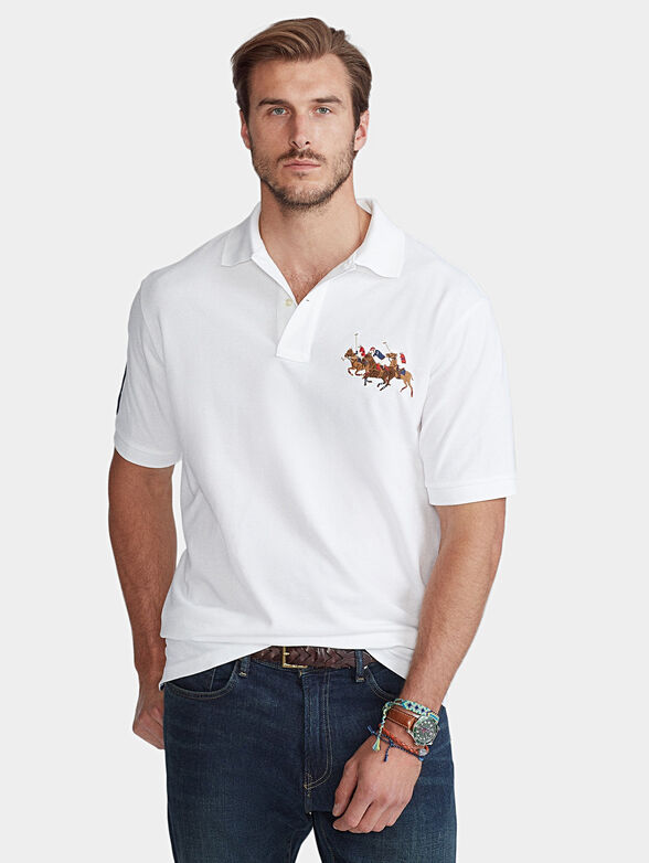 White polo-shirt with embroidery - 1