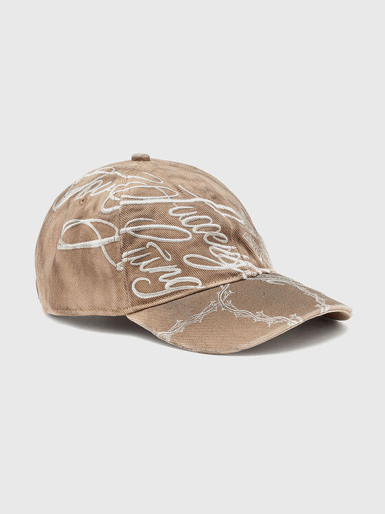 Beige hat with embroidery - 1