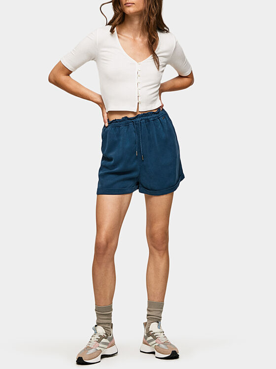 Бяла блуза MEADOW с къс ръкав и копчета - 2