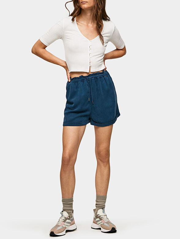 MEADOW white blouse with short sleeves and buttons - 2