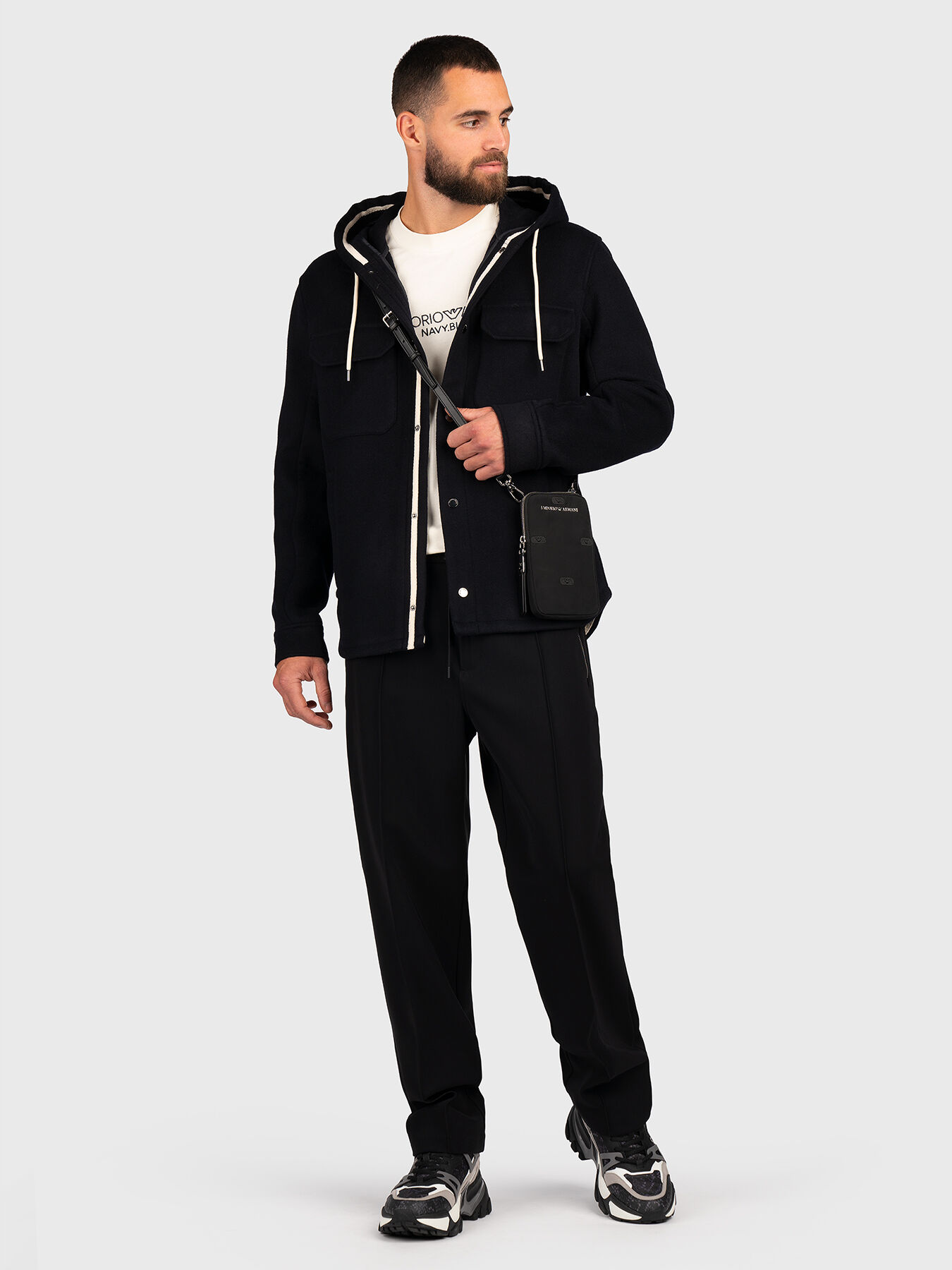 Straight pants in black color brand EMPORIO ARMANI