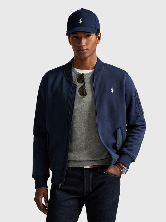 Cotton sweatshirt with zip and accent pockets - 1