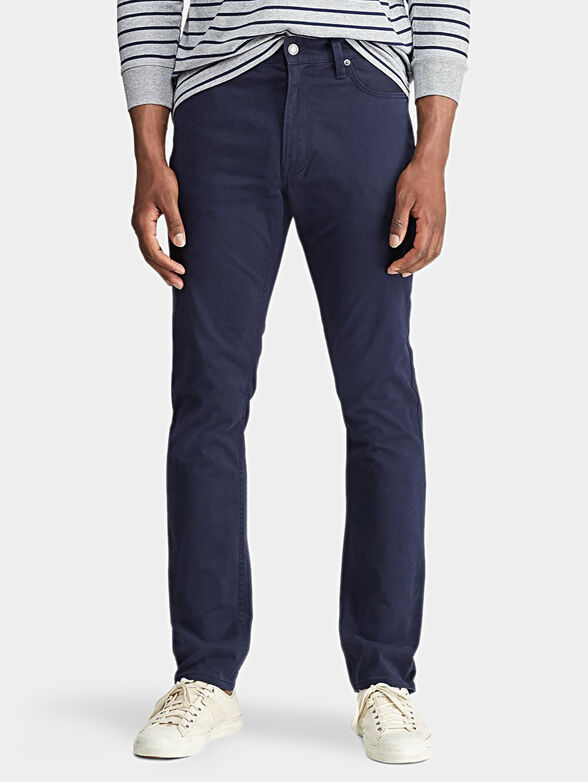 Cotton pants in blue color - 1