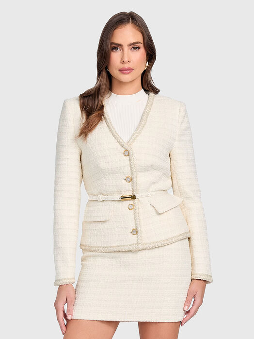 Belted bouclé blazer
