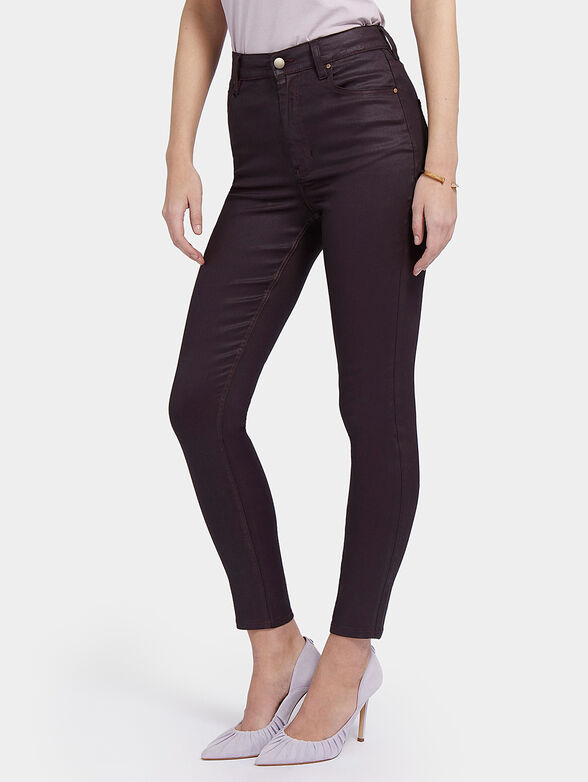 High waisted skinny jeans in bordeaux color - 1