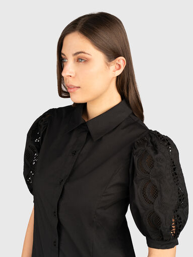 Cotton poplin dress with embroidery - 3