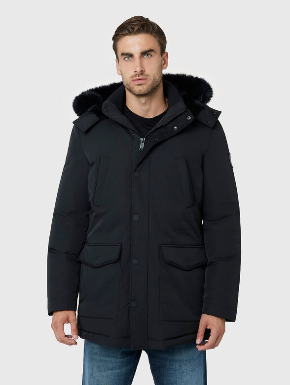 Black parka with removable hood - 0
