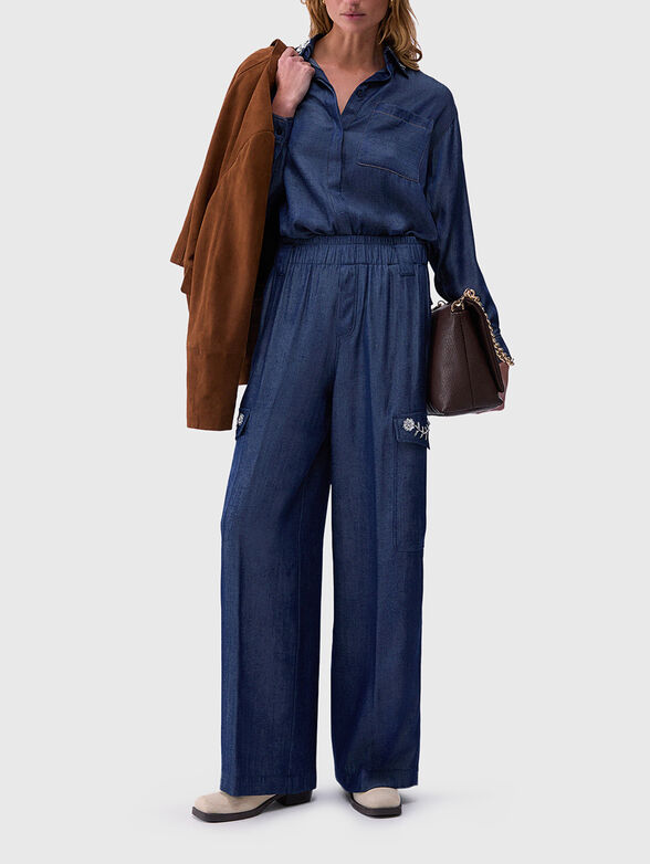 Denim pants with embroidery - 4