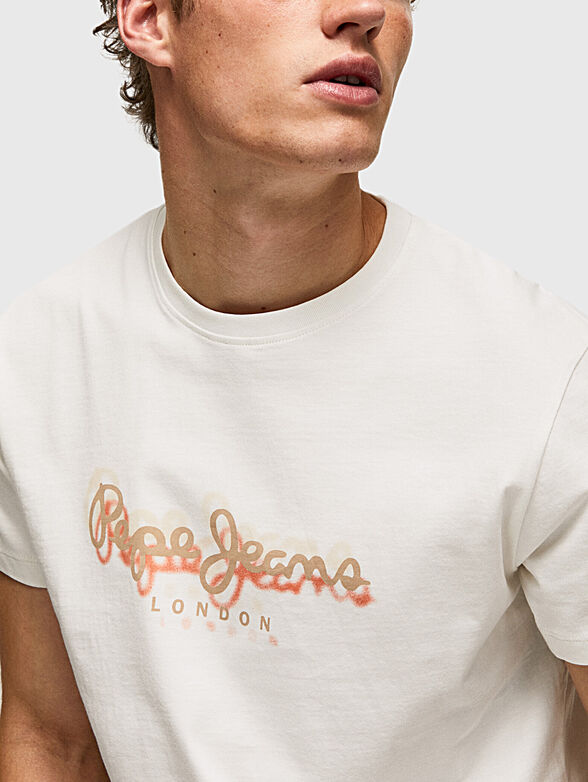 RICHME beige T-shirt with logo print - 4