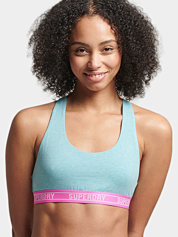 Sports bralette with contrast logo band - 1
