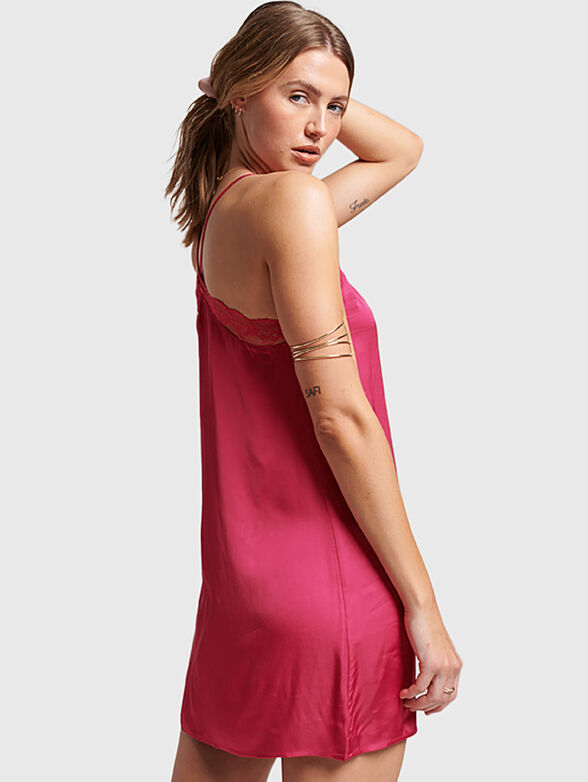 Satin mini dress with lace - 2