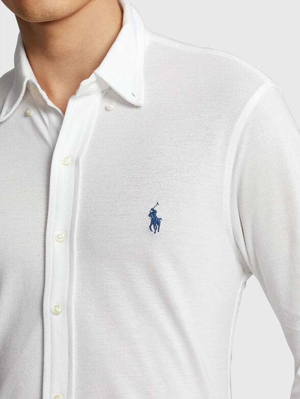 Cotton shirt with logo embroidery - 4