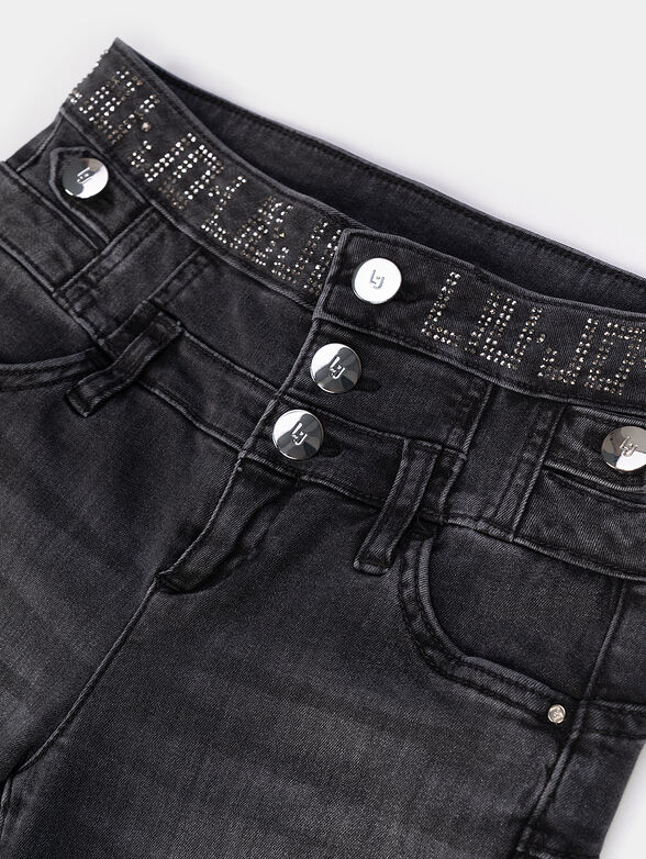 Black jeans with washed effect and shiny accents - 3