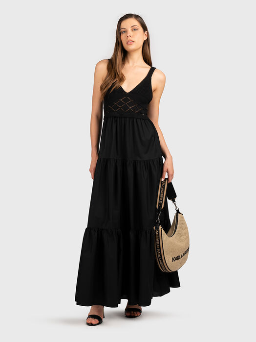 Black maxi dress with ribbon on the back