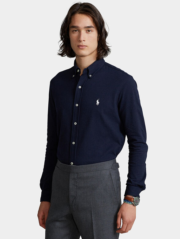 Shirt with contrast embroidered logo - 1