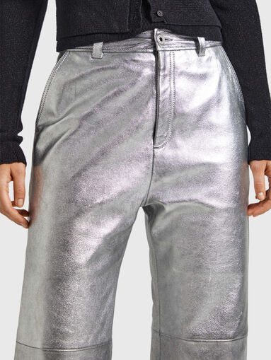 SASHA leather silver trousers - 4