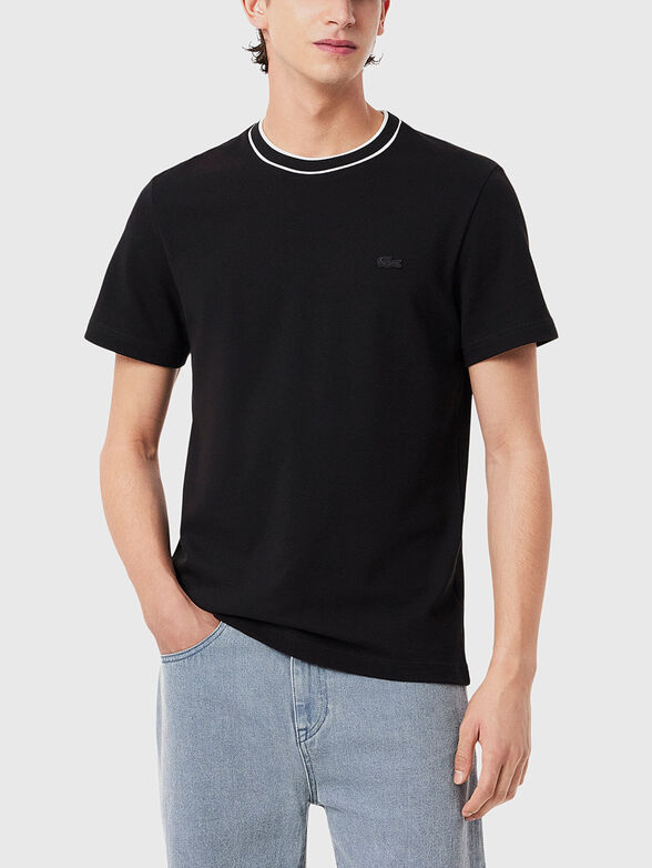 Black piqué T-shirt  - 1