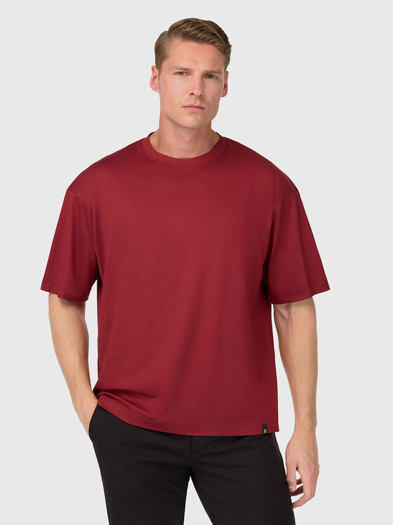 Red cotton blend T-shirt - 1