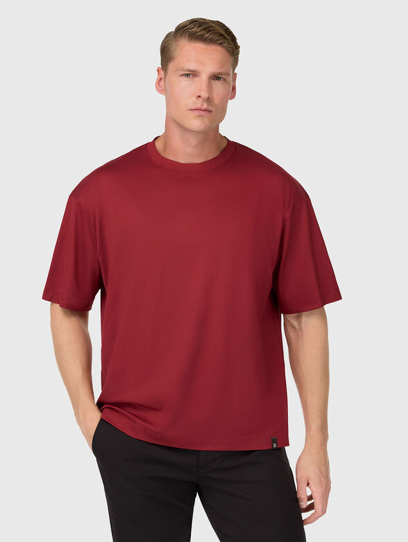 Red cotton blend T-shirt - 1