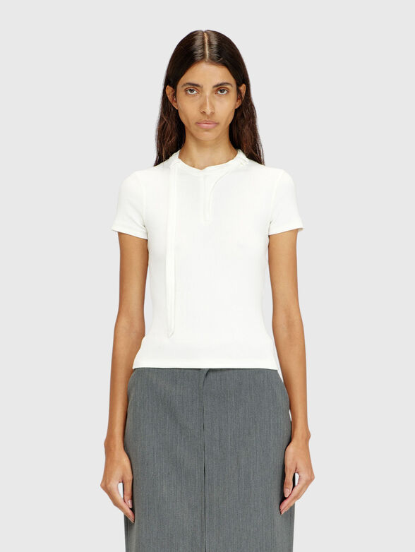 Short-sleeved cotton-blend blouse - 1