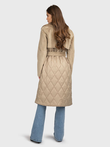 Quilted effect coat with belt - 3