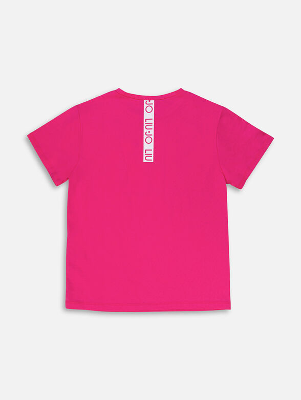 T-shirt in fuxia color with print - 2